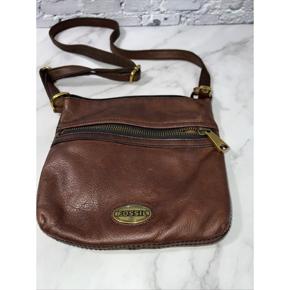 Fossil‎ Explorer Mini Crossbody Bag Cowhide Leather Brown ✅ - Picture 11 of 11
